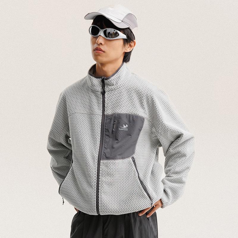 Outdoor Sport Jacket Men - Осенне-зимняя флисовая куртка с волнистыми полосками